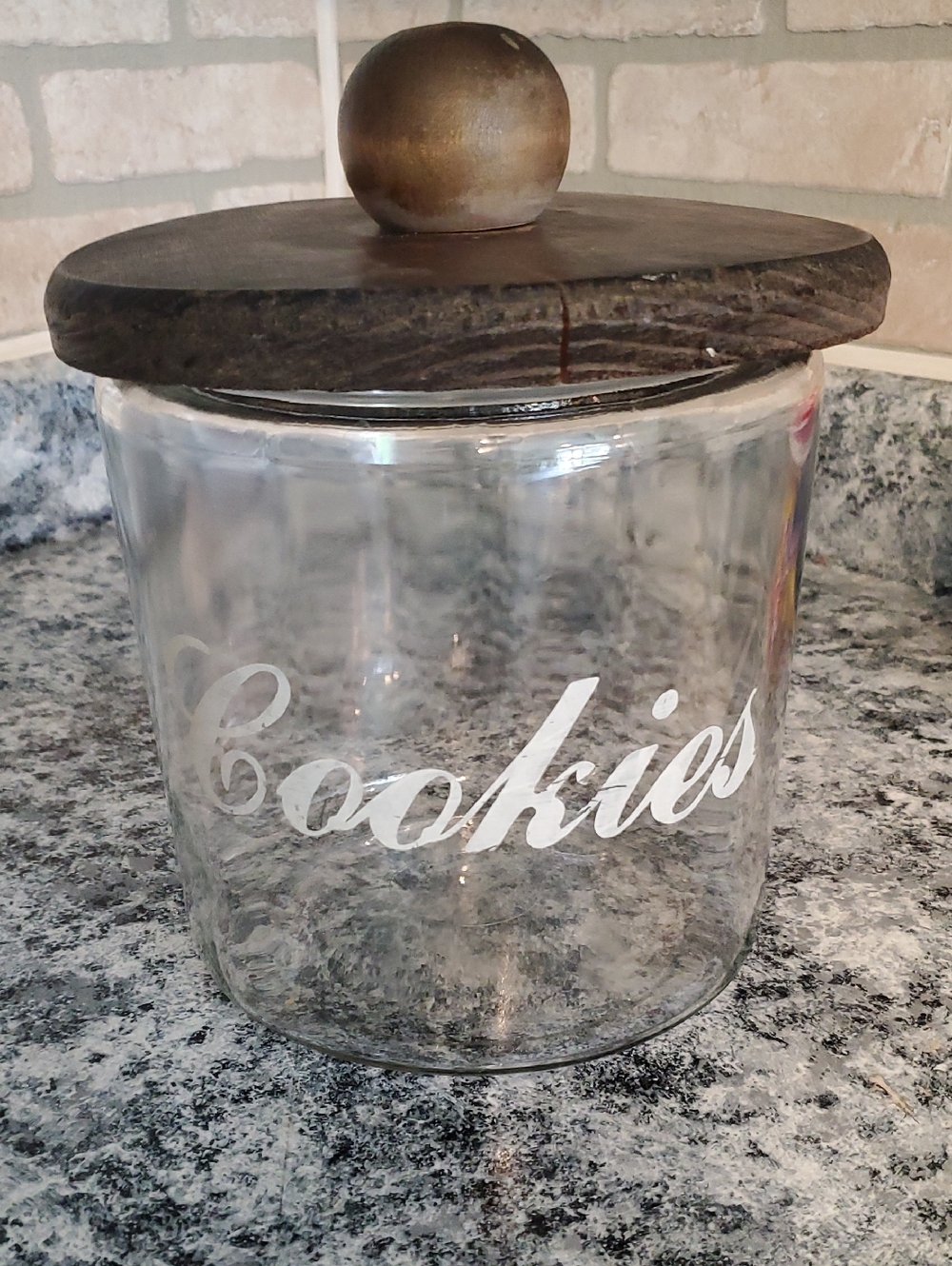 Glass Cookies Canister with Dark Wood Lid
